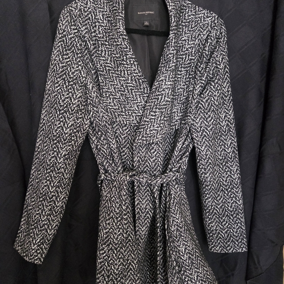 Banana Republic Black & White Open Front Tweed Coat - Picture 6 of 8